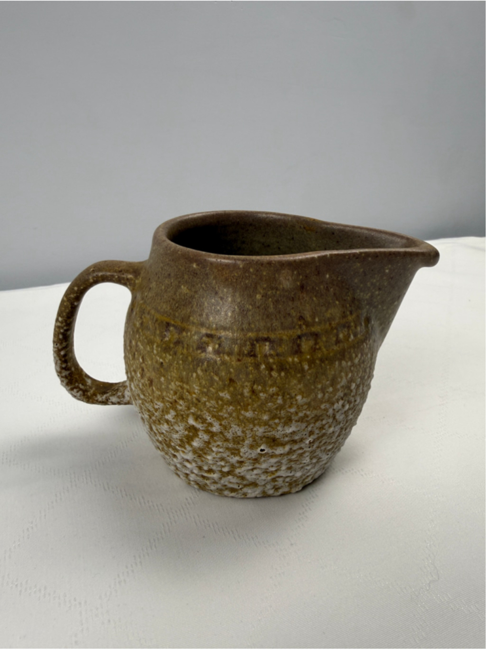 Vintage 70s Laurentian Pottery Ceramic Serveware Creamer Jug Brown and White